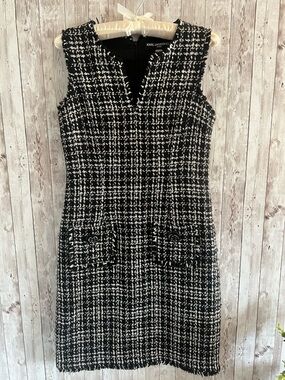 karl lagerfeld black tweed dress Women's Tweed Trim Polo Shirt Dress | Black